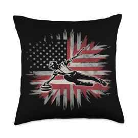 Curling Player Curler Sport Lover Curling Stone Throw Pillow