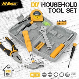 Hi-Spec 20pc Small Compact Home Office Basic Hand Tool Kit Set for Household DIY Repairs. Complete in a Book-Sized Box Case