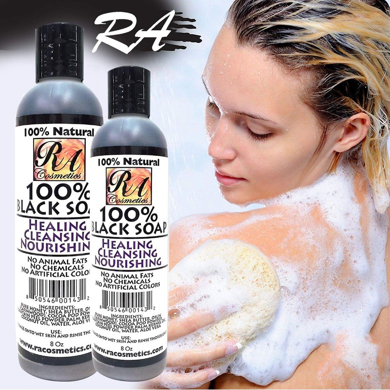 RA COSMETICS 100% African Liquid Natural Black Soap - 8