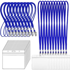 ID Card Holder, Neck Holder, 50 Pieces, Name Holder Strap, Name Card Holder, Employee ID Case, Name Tag Case, Neck Hanger, Exhibition, Transparent, Waterproof, Card Holder, For Work or School