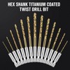 MACXCOIP Hex Shank Drill Bit Set, 13Pcs HSS Titanium Twist