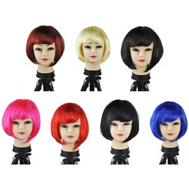 Accessotech Women's Sexy Short Bob Cut Fancy Dress Wigs Play Costume Ladies Full Wig Party Black
