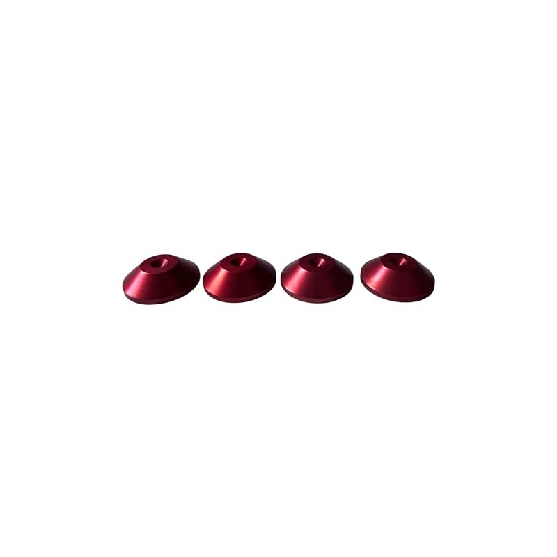 PrecisionGeek 4 x Anodised Aluminium Red Tapered Speaker Pads 20mm