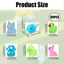 Nhemeylp 80PCS Mini Resin Animals, Glow-in-the-Dark Mini Figures, Tiny Decorative Animals for Garden, Home, Landscape Miniature Theme Decorations and Party Bag Toys (80PCS)