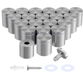 20-Pack Standoff Screws (1 in. Dia x 1 in. L), Stainless Steel Standoff Mounting Hardware for Acrylic Signs, Silver