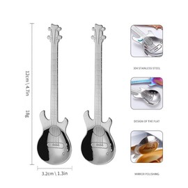 MHDAMAI Guitar Coffee Spoons, Colourful Stainless Steel Dessert Spoons, Pack of 7 Teaspoons, Yoghurt Spoons, Small Home Spoons for Tea, Milk, Coffee, Dessert, Drink, Milkshake