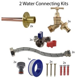 Brass Snap-On Bib Tap Outdoor Standard Tap Kit 4 - Comes with Tee Valve, Flexi Hose, Bib Tap, Wall Plate, Screws, Wall Plugs & PTFE Tape for Outdoor Water Access