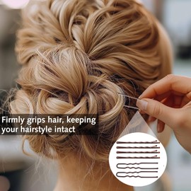 300pcs Bobby Pins Hair Pins Kit, 100 Hair Pins for Women Brown Hair 100 Hair Bands and 100 Bobby Pins, Hair Pins for Buns, U Shape Pins 2inch 2.36inch Bobby Pins for Buns with Storage Box