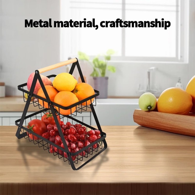 TOMVAES 2 Tier Fruit Basket for Kitchen Countertop Fruit Vegetable