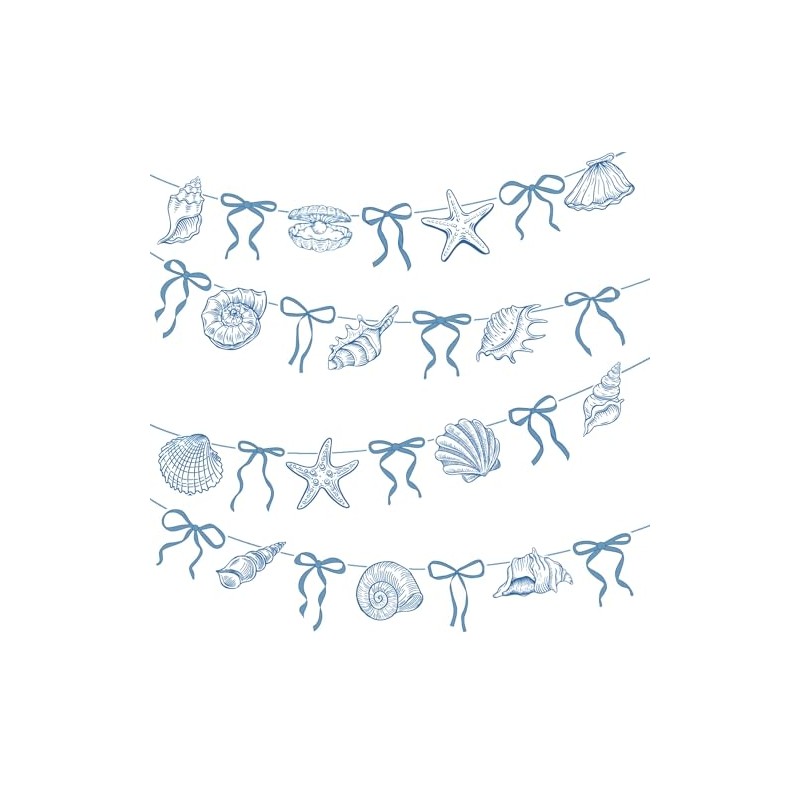 Blue Bow Starfish and Seashell Banners Under The Sea Paper
