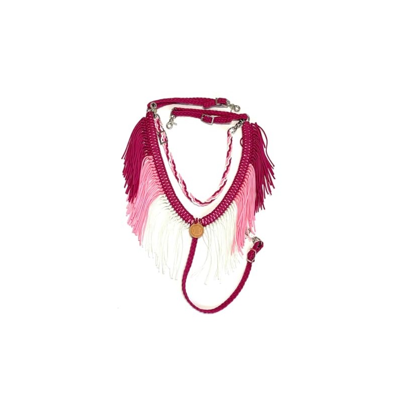 fringe breast collar paracord horse tack pink ombre