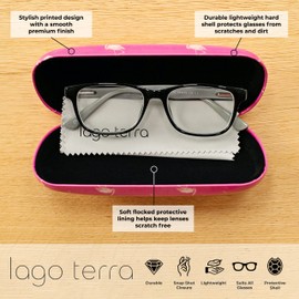 LAGO TERRA Pink Flamingo Print Hard Shell Glasses Case - Pink (Medium)
