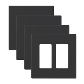 AIDA Screwless Decorator Wall Plates, Mid-Size 2-Gang 4.88" x 4.88", Black Outlet Cover Plate, for Decor Switch, Dimmer, GFCI, USB Receptacle, UL Listed (Black, 4 Pack)