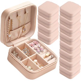 Estuche de regalo para dama de honor, paquete de 12 pequeños joyeros organizadores de joyas, de piel sintética, portátil, para mujeres, niñas, regalos de propuesta de dama de honor (12,Rosa)