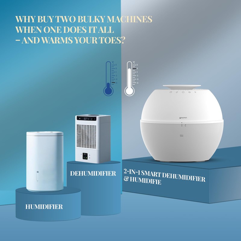 Dual-Function Humidifier & Dehumidifier 152oz Water Tank Steam distillation humidification