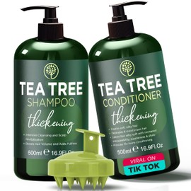 Tea Tree Shampoo & Conditioner Set | Thinning Hair Loss Treatments for Men and Women | Soothes Itchy Scalp & Dandruff | Boosts Hair Growth & Reduces Hair Loss | Sulfate & Paraben Free | Terramed Just Think Comfort