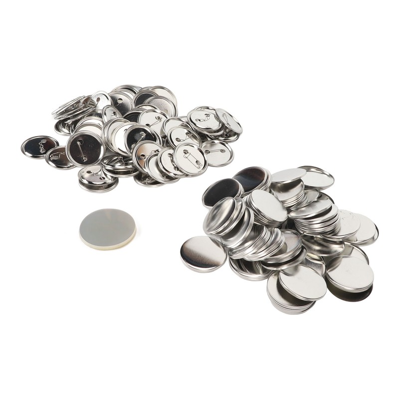 100 Set Pin Back Button Parts Blank Smoothing Metal Durable