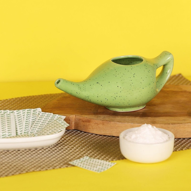 HealthGoodsAU - Freckle Pattern Green Ceramic Neti Pot for Nasal