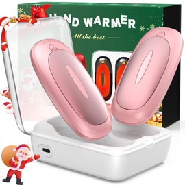 3-in-1 Electric Hand Warmers Rechargeable 2 Pack,14000mAh Portable Dual-Sided Handwarmer with Charging Case, 3 Levels Fast Heating Pocket Warmers,Gifts for Men,Women,Raynauds,Hunting Gear(Pink)
