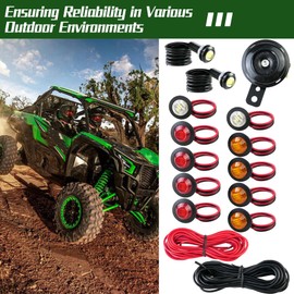 MHAEDWV Universal ATV UTV SXS Turn Signal Kit - Turn Signal Light Kit, Street Legal Rocker Switch, Side by Side Turn Signal Kit Compatible with Polaris RZR Ranger Turbo Can-Am Yamaha Rhino