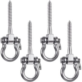 SELEWARE Set of 4 Ceiling Hooks, Swing Hooks, Heavy Duty Stainless Steel, Swing Hooks for Wooden Beams, Playground, Yoga, Hammock, Rope, Tyre, Loom, Sandbag, Punching Bag, Porch Swing Set