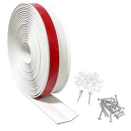 BEEBAON 32 FT Garage Door Top and Sides Seal, White Rubber Garage Door Sealing Strip, Universal Weather Stripping Replacement, Garage Door Seals with Screws and Screws Caps