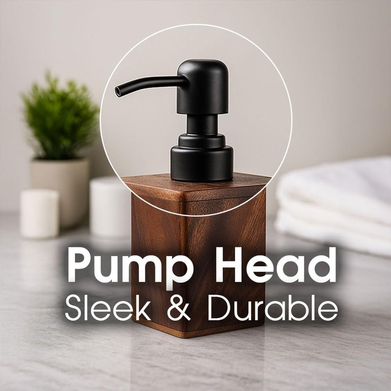 AUSAULAC 400ml Solid Wood Soap Dispenser for Bathroom,Kitchen –Wooden Refillable