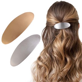 Cubahop 2 Pieces Vintage Wide Oval Metal Hair Clips Smooth Curved Minimalist Hair Clips Accessories Hair Clips for Women