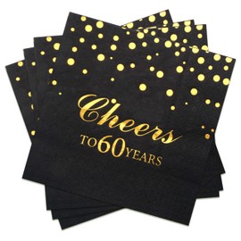 Pandecor 50 Pieces 3 Layers Birthday Party Napkins,6.5 x 6.5 Inches 6.5 x 6.5 Inches Disposable Paper Napkins,Gold Confetti Foil Birthday Party Decorations