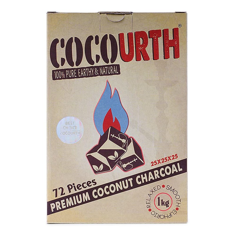 CocoUrth 100% Natural Hookah Coconut Shell Charcoal Cube 25x25x25mm 72