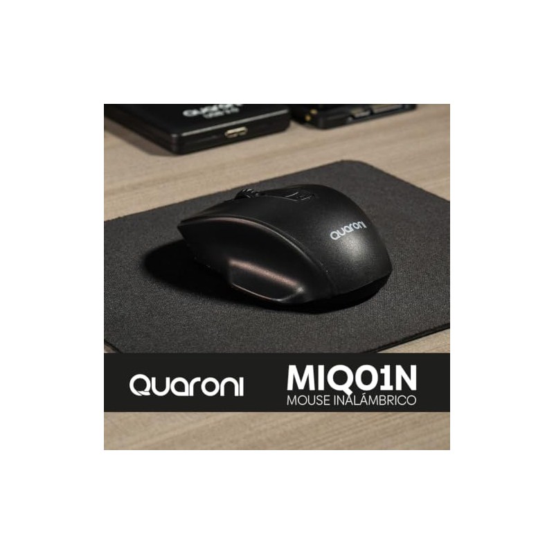 Quaroni Mouse MIQ01N. Sensor Optico, 4 Botones Scroll, Inalámbrico, 16001200800