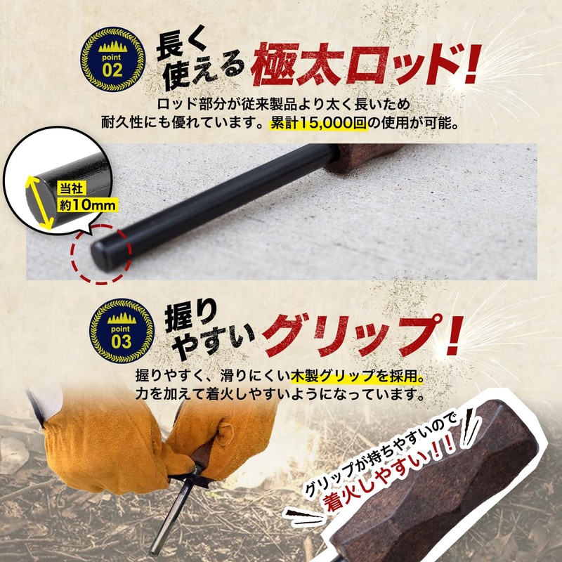 Sanroku Koubou Extra Thick Fire Starter, Easy Ignition, Lifetime Manufacturer
