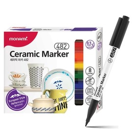 Monami Ceramic Marker 482 0.7mm 8-Color Set Coloring Ceramic Mug and Plate / 모나미 세라믹 마카 482 0.7mm 8색세트 컬러링 도자기 머그컵 접시