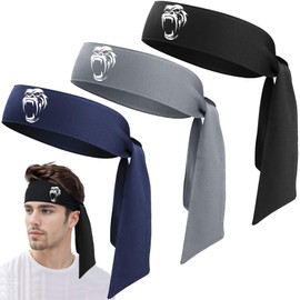 Headbands for Men Head Tie Bands Sweat Band Wicking Tie Headband Men Women Sport Running Basketball Headbands Workout Sweatbands 3pcs Hairband Headwrap for Ninja Karate Athletic Tennis Football