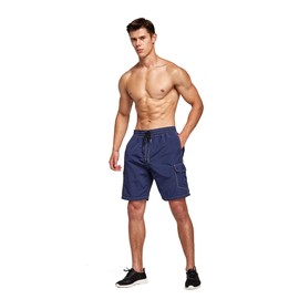 Tansozer Men's swimming shorts, waterproof swimming trunks, quick-drying, darkblue, s