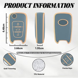 TOOMUME Key Case TPU Car Key Case Fits Hyundai i10 i20 i30 i40 ix20 ix30 ix35 Elantra Avante Kia Sportage Rio Ceed Picanto, Key Cover Protection Key Case - Flip Key