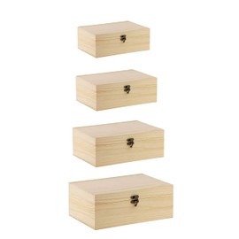 Decorative Wooden Storage Box with Lid and Metal Clasp, Natural Pine Wood, Keepsake Memory Box for Crafts and Gifts Unfinished for Photos, Jewelry, and Treasures – Durable Wood Organizer (20cm)