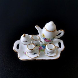 Sarini 1/12 Scale Dollhouse Tea Set Dolls House Decorations Mini Kitchen Furniture Model Dollhouse Accessories