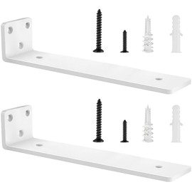 Pack of 2 Shelf Brackets, Shelf Brackets, 30 cm, Heavy Duty L Shelf Bracket with Mounting Screws for Living Room, Office, Kitchen, Load Capacity 75 kg (White) 12 Inches