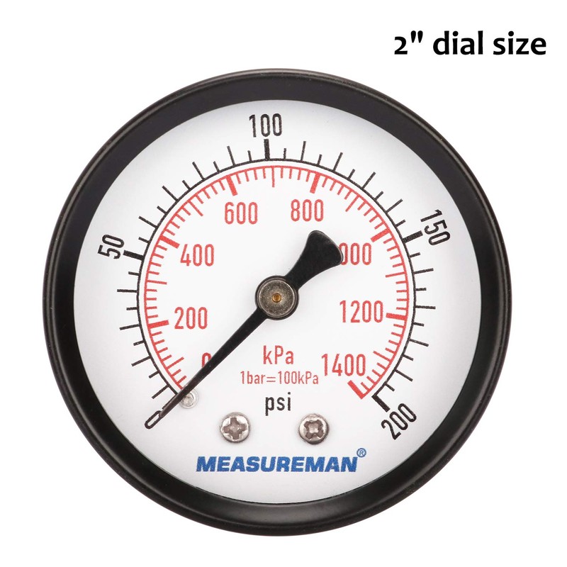 MEASUREMAN Economic Dry Pressure Gauge Air Compressor Pressure Gauge, 2"