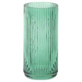 MARTAGE Ribbed Green Glass Vase - 8 Inch Modern Ribbed Vase for Flowers, Living Room, Bathroom, Dining Table, Office, Wedding, Centerpieces