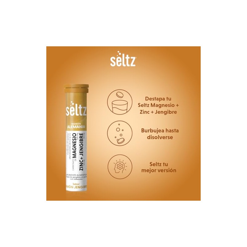 Magnesio + Zinc + Jengibre Seltz Tabletas Efervescentes