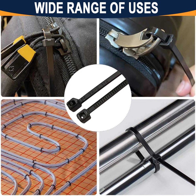 ATETEO Black Cable Ties, 200mm x 3.6mm, Pack of 200,