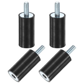 M METERXITY 4-Pack Rubber Mounts D15mmxH30mm Male/Female Vibration Isolators Cylindrical Shock Absorber W M5 x 12mm Studs for Air Compressor/Car/Pump/Boat/Garage Motor/Bobbins Rubber Isolators