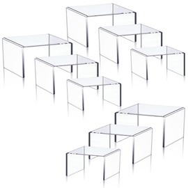 Lighterday Set of 9 Clear Acrylic Display Risers Cupcakes Holder Sweet Stand Display Transparent Showcase Stands, Candy Bar Risers, Acrylic Lifts Display for Figures