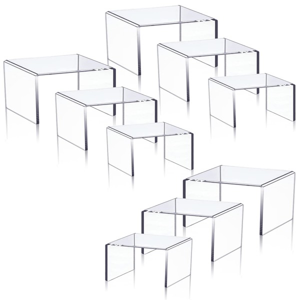 Lighterday Set of 9 Clear Acrylic Display Risers Cupcakes Holder