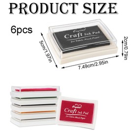 6 Pcs Ink Pads for Stamping, Ink Pad, Color Ink Pad, Stamp Ink Pad Suitable for Card Making Paper Craft Scrapbook Canvas Rubber Art Stamp Card Making