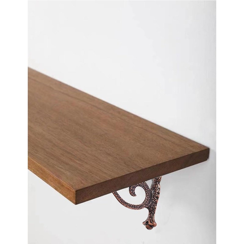 khtumeware 4 Pack Heavy Duty Hammered Antique Copper Shelf Brackets