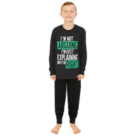 Boys I'm Not Arguing I'm Just Explaining Why I'm Right Long Cotton Pyjamas (8-9 Years) Black