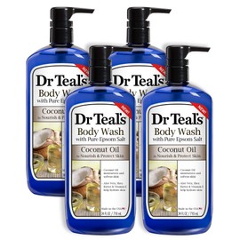 Dr Teal's Coconut Oil Body Wash, 4 Pack, 24 Fl Oz Each, Nourish & Protect, Moisturizing, Unisex